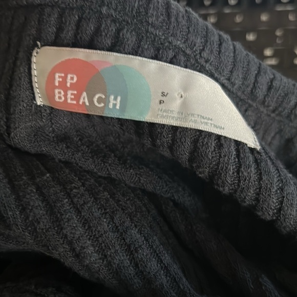 Free People Beach Blossom Button Up Ribbed Mini Dress in Black Sz S - Picture 7 of 7